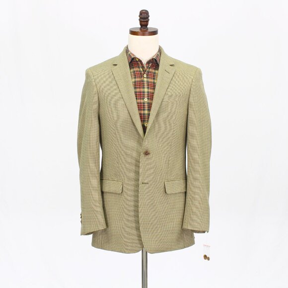 Kenneth Cole 38R Beige Blazer Sport Coat Jacket 2-Button Houndstooth T865 - Picture 1 of 11